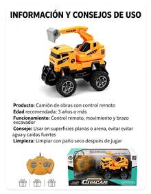 Vehículo RC para Obras Públicas, Camión Amarillo con Brazos Intercambiables, Ruedas Todoterreno Grandes, Juguete para Niños Mayores de 3 Años, Entrega Aleatoria 1 Pieza - 1 - Ver 7
