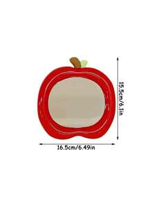 1pc Apple Shaped Makeup Mirror, Cute Portable Small Mirror For Student Dorm, Office Desk, Home Vanity, Campus Touch-Up Mirror - Multicolor - View 5