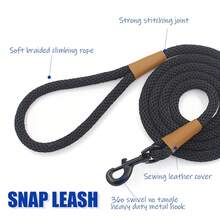 1pc Durable Woven Rope Dog Leash With Quick Release Buckle, Suitable For Small, Medium And Large Dogs Outdoor Walking And Training - Black - View 3