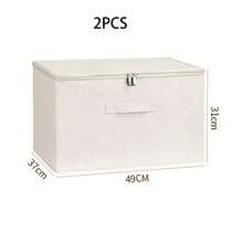 Dual-Purpose Home Storage Bin, Thickened Foldable Linen Storage Box With Lid, Stackable Dust-Proof Container, Suitable For Snacks, Clothes, Toys, Kitchen, Pantry, Bedroom Storage And Organization - Beige - View 13