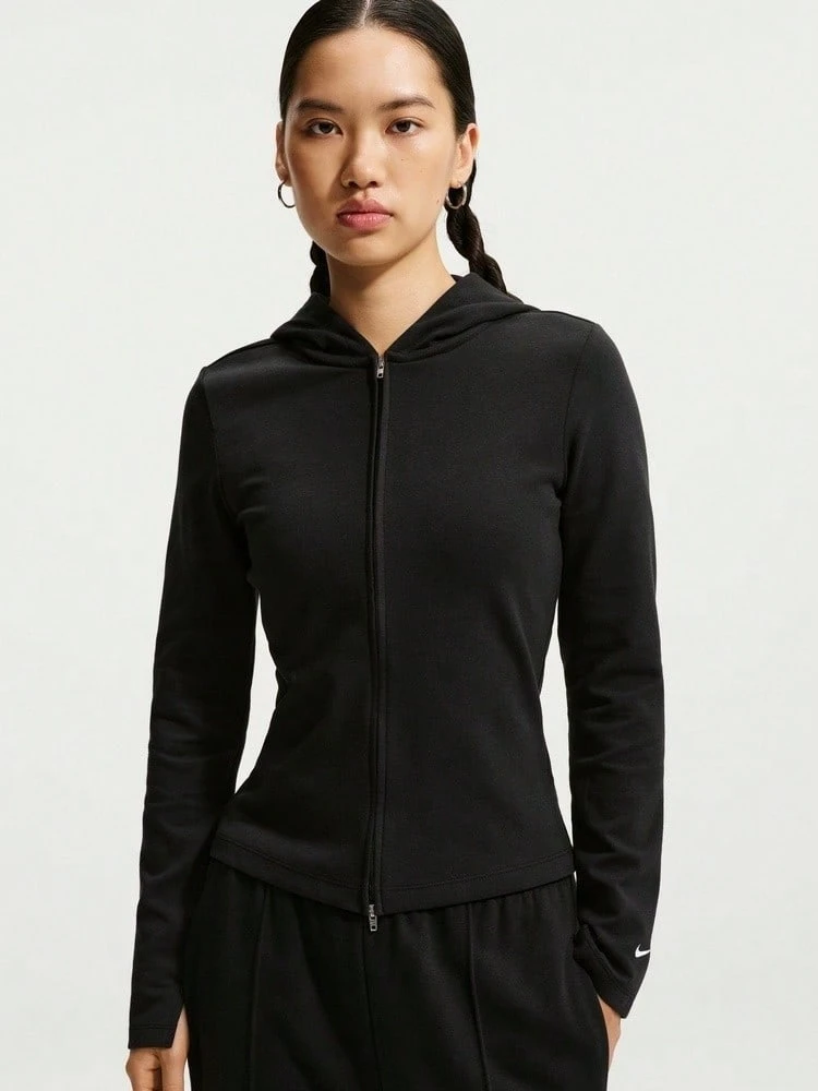 Nike Women's AS W NK CHILL KNIT LS FZ TOP Knit Sweatshirt Jacket IM8380-010 - Black - View 1