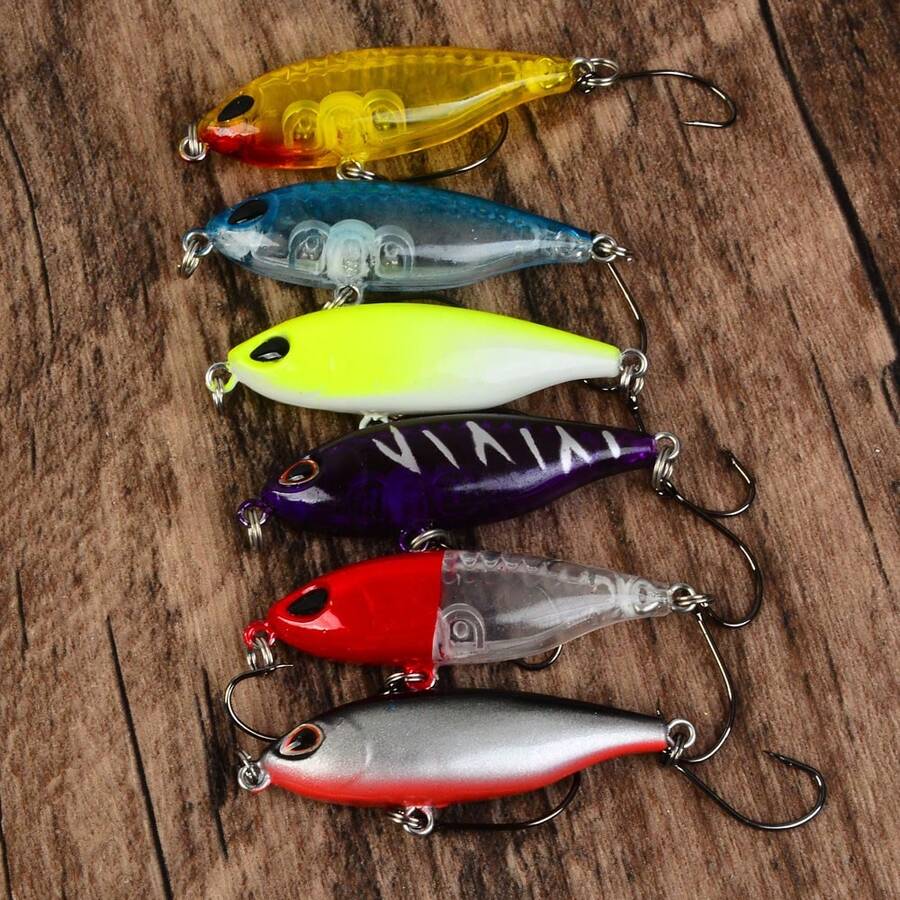 6pcs Micro Single Hook Sinking Pencil Lure Set, Compact Realistic Hard Bait For Freshwater Bass And Perch Fishing - Multicolor - View 1