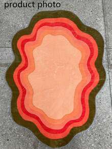 1 pieza Alfombra de área con patrón de ágata, borde ondulado degradado asimétrico, alfombra para sala de estar, alfombra de área, alfombra de área pequeña, tapete, decoración del hogar, alfombra grande para sala de estar, alfombra redonda, decoración del hogar para sala de estar, decoración de la habitación, alfombra lavable - Multicolor - Ver 3
