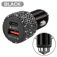 1件裝鑽石閃亮 2/4/6/8 接口水鑽車充，3合1充電線，快速充電，Type C、USB 車用適配器，USB A 轉 Type C、Type C 轉 Type C，相容手機、行車記錄器、GPS，男士/女士節日/生日禮物 - 彩色 - 查看 56