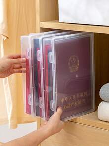1pc A4 Document Storage Box, Large Capacity Transparent Grey, Foldable, Dustproof And Moisture-Proof, Suitable For Test Papers, Household Register, Graduation Certificates, Business Licenses - Multiple Styles - View 2