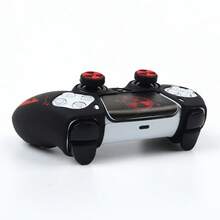 Black Red Radioactive Warning Sign Splatter Controller Skin Cover For Playstation 5 Controller, Anti-Slip Ergonomic Soft Rubber Protective Shell, RALAN 1 Controller Protector Case+2 Customised Thumb Grips Caps +Customised Stickers - View 10