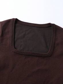 Floreya Elegant Casual Daily Commute Basic Fitted Knit Sweater Top, Winter For Women - Brown - View 6