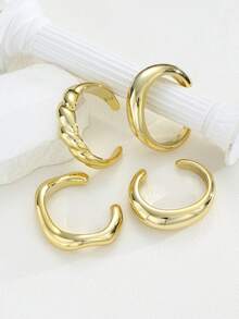 4pcs Vintage Fashion Casual Minimalist Women's Bracelet Set, Travel, Vacation, Dating, Birthday, Holiday Gift - Yellow Gold - View 8