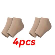 4 Pcs Moisturizing Heel Socks For Men And Women - Exfoliating And Softening Foot Pads, Fragrance-Free Breathable Anti-Cracking Socks, Beige And Black Options, Fitted Design To Relieve Heel Cracking, Soft And Comfortable Material - Multicolor - View 8