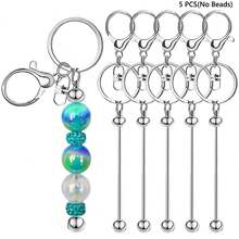 5pcs Blank Beaded Keychains, Suitable For Making Keychains, Bag Charms And DIY Crafts, Unisex, Also An Ideal Choice For Holiday Or Birthday Gifts. - 8-bead Clasp - View 8