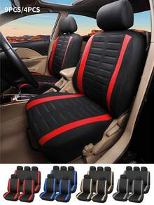 Juego completo de 9 piezas/4 piezas de fundas para asientos de coche, asientos delanteros y banco trasero, protector de asientos de coche de poliéster | Compatible con airbag para coches y - ZYT[Estilo 29] - Ver 12