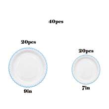 10/20/40Pcs,Scalloped Edge Disposable Paper Plates,White Base With Light Blue / Pink Wavy Scallop Rim,7in & 9in Simple Solid‑Color Cream Style Party Plates,Ideal For Gender Reveal Party,BabyShower,Birthday Party,Afternoon Tea & Dessert Table Decor - Blue + Pink - View 9