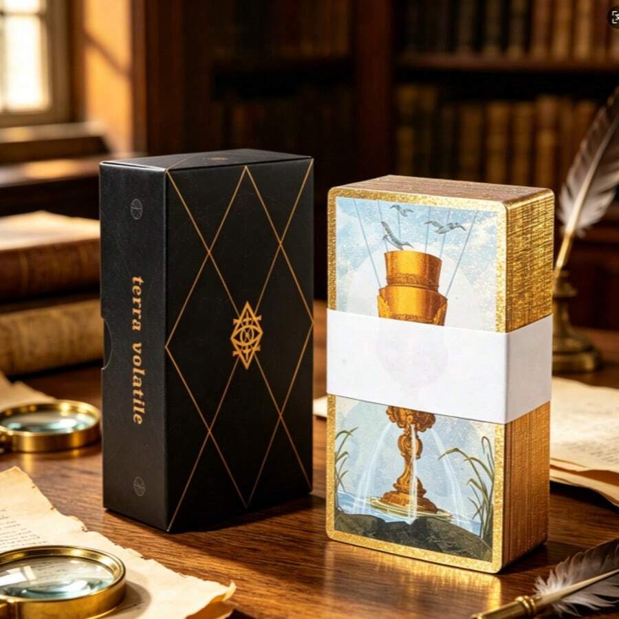 Best-Selling Terra Volatile High-Quality English Foil-Stamped Laser Gold-Plated Tarot Cards Gift Box - Suitable For Parties, Board Games, Family Gatherings, Holiday Gifts