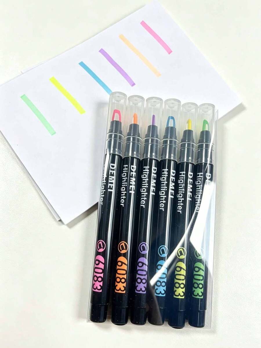 1/6 buah Spidol Fluorescent Ujung Jendela Terlihat, Spidol Macaron Ujung Miring Cepat Kering, Aliran Tinta Halus Tanpa Tembus Kertas, Alat Tulis Penyorotan di Kelas Siswa, Perlengkapan Kantor dan Belajar, Hadiah Kembali ke Sekolah untuk Teman - Set - View 1