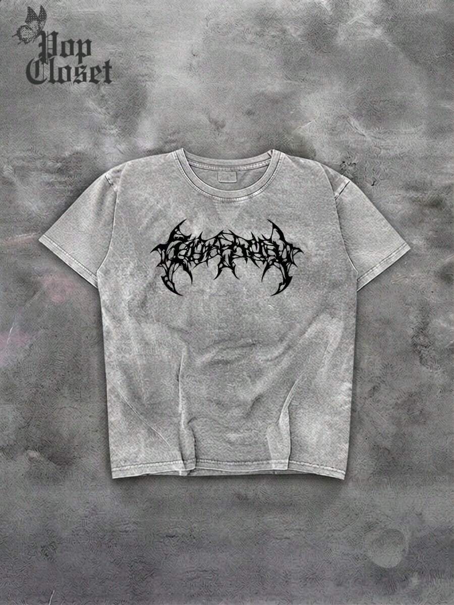 Camiseta Estonada Caveira Morcego Streetwear Unissex 100% Algodão Casual Moda de Rua Skatista Premium Lançamento Envio Imediato Várias Cores!! - Cinza - Visão 1