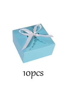 10/20/30pcs Wavy Edge Kraft Paper Gift Boxes With Ribbon Bow, Square Dessert Packaging Boxes, Multi-Purpose Gift Containers, Suitable For Wedding Favors, Holiday Parties, Handmade Gift Wrapping - Kraft Paper Gift Box - View 14