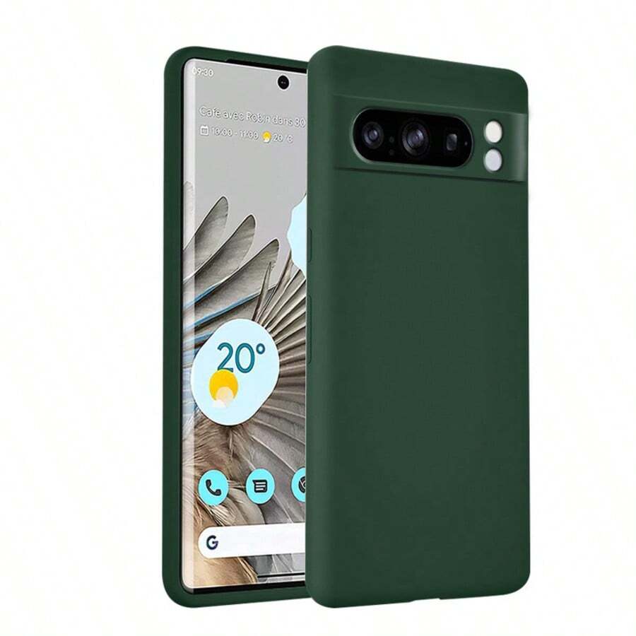 極簡觸感柔軟植絨手機殼,適用 Pixel 6 7 6 Pro 7 Pro 8 8A 8 Pro 9 9A 9 Pro 10 10 Pro 10 Pro XL - 深綠色 - 查看 1