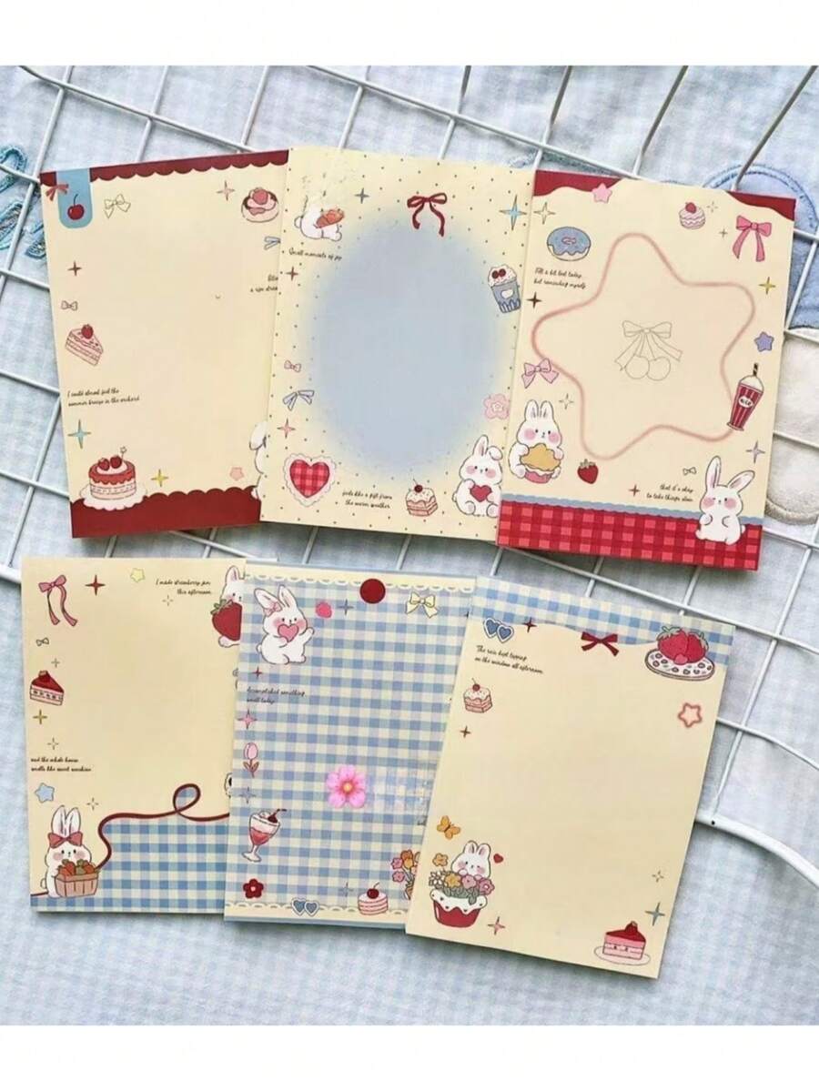1 Set (6 Libros) Notas Adhesivas, Total 120 Hojas, Notas Adhesivas con Patrón de Conejo, Notas Adhesivas Premium con Diseño de Conejo, Notas Adhesivas al Por Mayor, 20 Hojas por Libro, Pascua, Día de San Valentín, Regreso a la Escuela - Libreta de notas de conejo - Ver 1