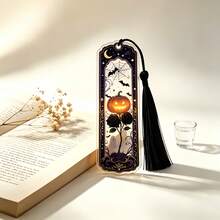 1pc Halloween Pumpkin Ghost Bat Acrylic Bookmark, Vintage Dark Gothic Style Book Lover Gift - One Size Fits All - View 2