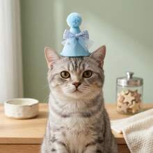 Cute Dog & Cat Birthday Hat With Bow, Pet Party Costume Accessory, Adjustable Soft Puppy & Kitten Headwear, Pet Birthday Photo Prop, Holiday Celebration Gift - Multicolor - View 9