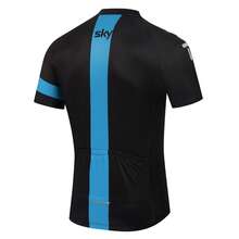 Men Sky Cycling Jersey Short Sleeve Summer Breathable Quick Dry Road Bike Shirt Full Zipper MTB Bicycle Jersey - Black - View 2