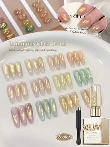 XEIJAYI 12件/15ml 保濕亮面貓眼美甲凝膠，半永久浸泡式 UV LED 美甲凝膠，適用於美甲沙龍 DIY，適合春夏使用 - 附磁棒 - 彩色 - 查看 2
