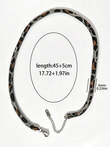304 Stainless Steel 18K Gold Plated Leopard Print Herringbone Chain Jewelry Set, Flat Snake Choker Necklace Bracelet Fashion Layered Accessories Women - Bracelet + Necklace - View 8