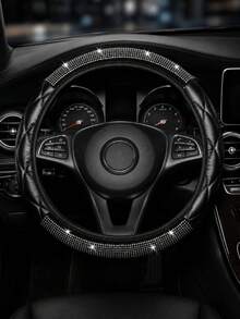1pc Shiny Crystal Rhinestone Steering Wheel Cover, Anti-Slip Diamond Steering Wheel Protector, 14.5-15 Inch Universal All-Season Car Decor Accessory, Suitable For Women And Girls - Multicolor - View 4