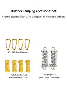 1 Set Outdoor Camping Tent Accessories Kit, Includes Windproof Ropes, D-Shaped Buckles And Spring Windproof Rope Clips - Multicolor - View 14