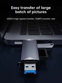 Multi-Functional USB 3.0 Card Reader, Suitable For Camera, Computer, Mobile Phone, Type-C 6-In-1 SD/TF High-Speed Card Reader - Light Grey - View 6