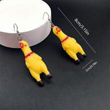 1 Pair Funny & Creative Mini Scream Chicken Dangle Earrings, Suitable For Men And Women Everyday Wear And Festivals - Screaming Chicken Earrings - View 4