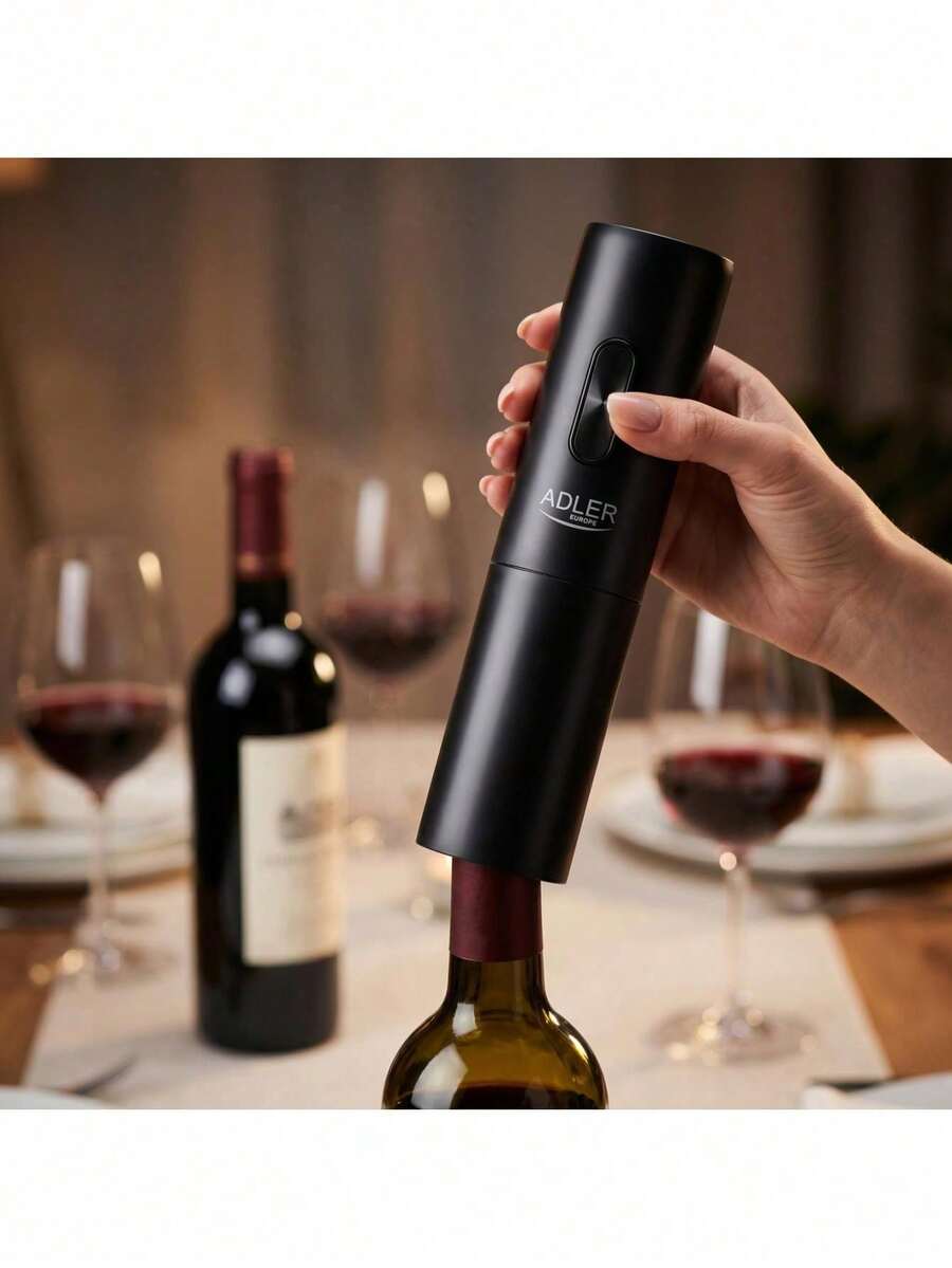 Adler 電動紅酒開瓶器 自動開瓶器 紅酒瓶開瓶器套組 附箔紙切割器與紅酒塞 適用 20-24mm 軟木塞 4顆AA電池供電 單手操作 - 紅酒開瓶器 - 查看 1