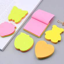 4pcs/Set Cute Shaped Colorful Border Sticky Notes Set Bear/Butterfly/Fruit Pattern Self-Adhesive Aesthetic Memo Pads Index Tabs Bookmarks Student School Office Stationery Supplies - Sticky Note Set - View 6