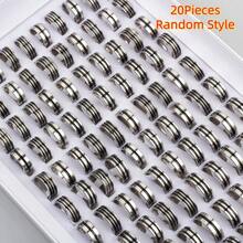 20Pcs Fashion Stainless Steel Rings For Women Men Mix Style Simple Heart Love Butterfly Geometric Jewelry Party Gifts - 20 Random Mixed Rings - View 1