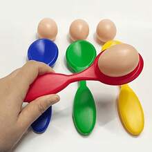 1 Set Balance Spoon Egg Carrier Prop Kit, Colorful Plastic Egg Spoon With Realistic Eggs, Balance & Focus Training Interactive Toy, Outdoor Team Building Fun Competition Equipment, Party Interactive Teaching Aid, Fun Challenge Activity Accessory - A - View 2