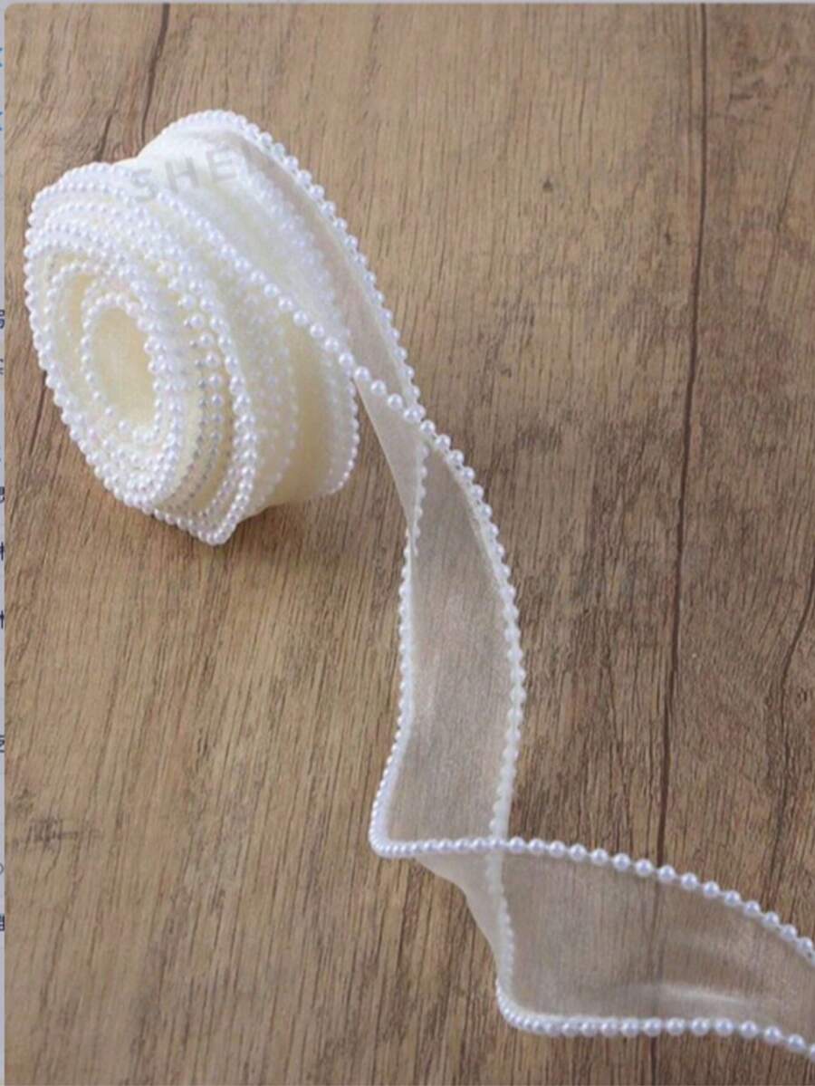 2pcs/1pc Pearl Dense Texture Edged Yarn DIY Hair Clip Bow Packaging Material 4cm Wide Meteor Fish Tail Wave Organza Decorative Ribbon, Suitable For Hair Clips, Weddings, Valentine's Day, Mother's Day, New Year, Birthday - Wide Variety Of Styles - View 1