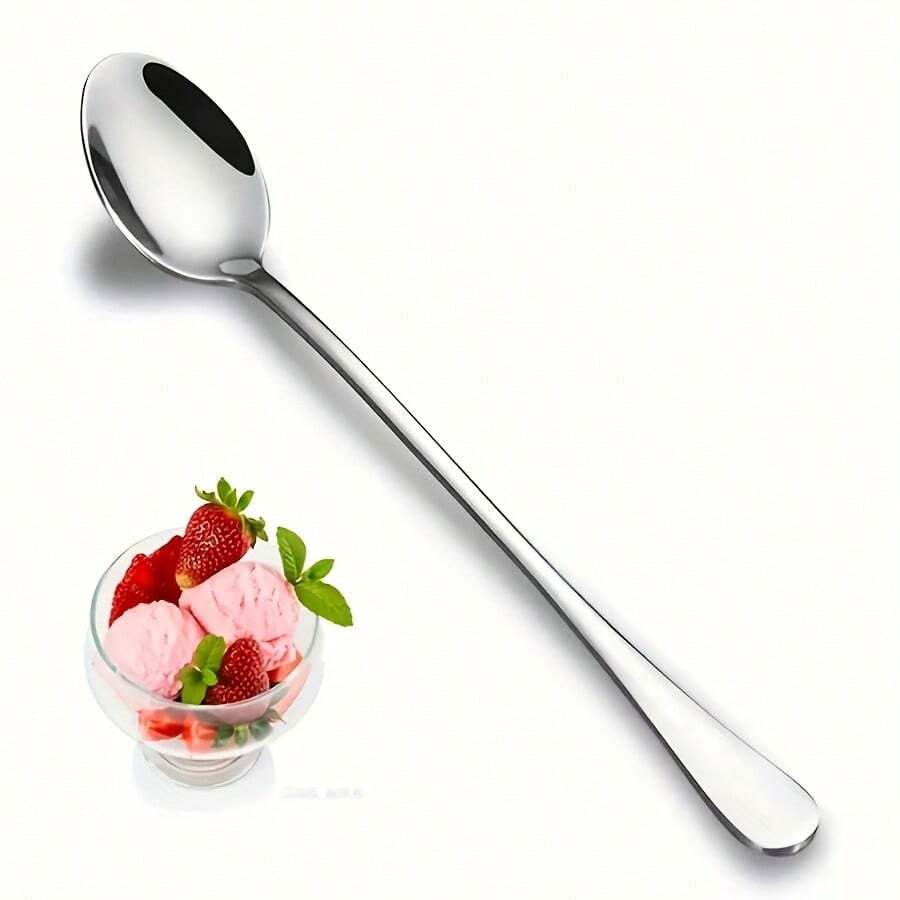 Stainless Steel Long Handle Ice Tea Spoon - Coffee Spoon, Ice Cream Stirring Spoon, Dishwasher ,Polished Finish Kitchen Flatware, Kitchen Utensils - View 1