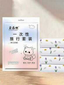 一次性加厚加寬4件組床品套裝，適用於飯店住宿，一次性床單與枕套，旅行必備 - 彩色 - 查看 6