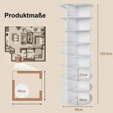 White Display Cabinet - 8-Tier Rotating Shoe Organizer - 白色 - 查看 4