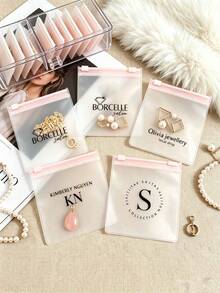 5pcs Customized Jewelry Pouches, Name Envelopes, Bridesmaid Gifts, Bride Gifts, Groomsman Gifts, Wedding Favors, Pink, Purple, Closet Organizer, Customized Graduation Gifts, Travel Jewelry Organizer - Multicolor - View 11