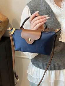 Dedoo Spring/Summer Fashion Classic Nylon Colorblock Mini Handbag, Minimalist Versatile Shell Crossbody Bag - Navy Blue - View 5