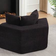 Un sillón individual hexagonal de estilo moderno, caracterizado por opciones de combinación versátiles y un diseño; este sofá de chenilla para - Negro + Chenilla + Espuma + Muelles + Moderno + 1 asiento - Ver 2