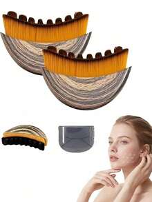 2pcs Set (2 Brushes + 2 Storage Boxes + 2 Bags) Lymphatic Contour Facial Brush, Suitable For Face, Chin And Neck Lymphatic Detoxification, Featuring New Upgraded Ergonomic Design, Precisely Fits Skin - Multicolor - View 5