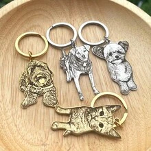Gantungan Kunci Foto Kustom, Gantungan Kunci Potret Kucing dan Anjing Ukiran Pribadi dari Baja Tahan Karat, Buatan Tangan dari Foto Asli, Hadiah Kehilangan Hewan Peliharaan untuknya, Hadiah Natal, Perhiasan Peringatan Hewan Peliharaan untuk Keluarga - MultiWarna - View 6