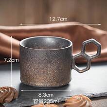 1 cốc cà phê gốm tráng men lò nung thủ công phong cách mộc mạc, cốc espresso latte tay cầm rỗng hình lục giác độc đáo, cốc trà sứ vân nhám cổ điển cho quán cà phê, gia đình, quầy bar, làm quà tặng - Nhiều màu - Xem 9