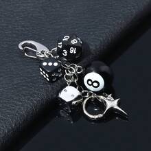 Unisex Fashion Lucky Dice Keychain, New Multi-Sided Dice Billiard Phone Case Bag Pendant Car Key Chain Charm Auto Accessories Bag Decor - Multicolor - View 3