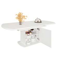 Extendable Oval Dining Table White And Silver - Optimized Space In Wood For Dining Room And Kitchen - 白色 - 查看 9