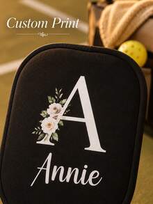 Custom Zipper Pickleball Paddle Protective Cover, Golden Foil Floral Initial Letter Printed Pickleball Racket Storage Bag, Soft Lightweight Dust-Proof Pickleball Gear Pouch, Sports Accessory Suitable For Indoor And Outdoor Pickleball Games - Multicolor - View 6