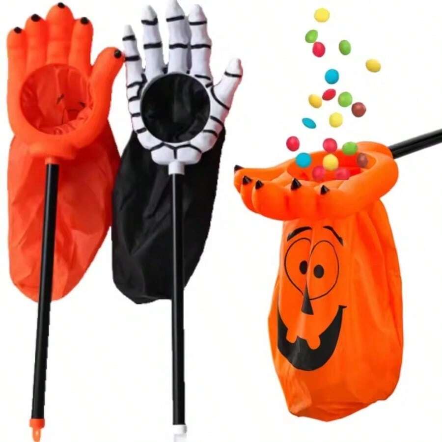New Halloween Pumpkin Trick Or Treat Bag, Skull Party Decoration Candy Bag - Multicolor - View 1