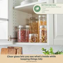 4-Pack Glass Canister Set - Lightweight Dry Food Storage Containers For Kitchen And Pantry Organization, Intentionally Made Without Lead, Cadmium, And BPA, Dishwasher - Gray - View 5